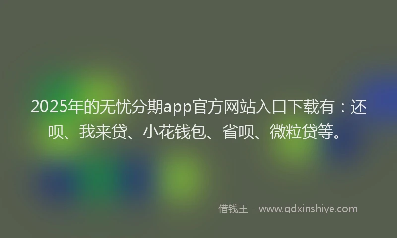 2025年的无忧分期app官方网站入口下载有：还呗、我来贷、小花钱包、省呗、微粒贷等。