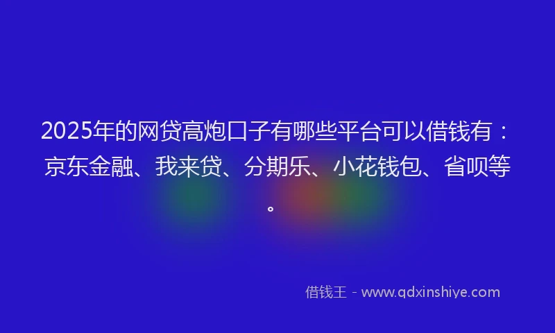 2025年的网贷高炮口子有哪些平台可以借钱有：京东金融、我来贷、分期乐、小花钱包、省呗等。