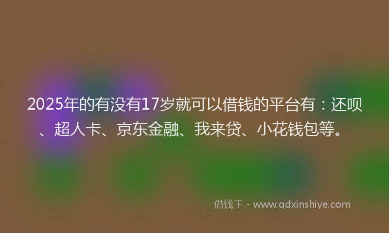 2025年的有没有17岁就可以借钱的平台有：还呗、超人卡、京东金融、我来贷、小花钱包等。