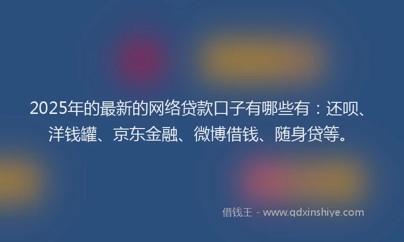 2025年的最新的网络贷款口子有哪些有：还呗、洋钱罐、京东金融、微博借钱、随身贷等。