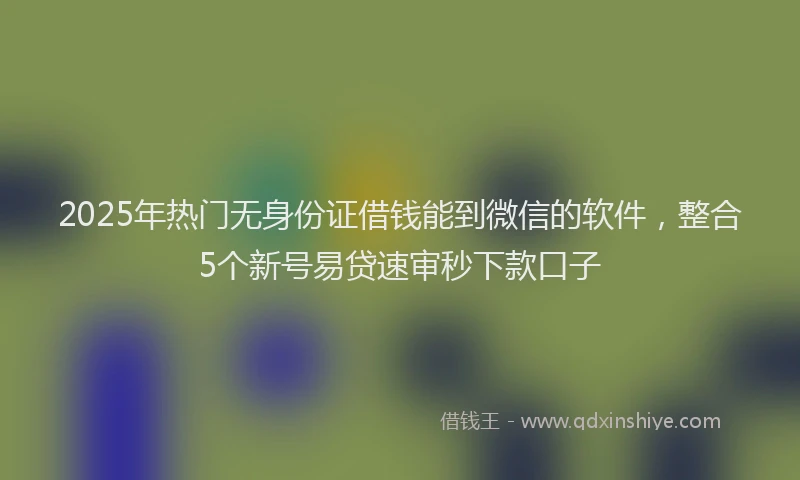 2025年热门无身份证借钱能到微信的软件，整合5个新号易贷速审秒下款口子