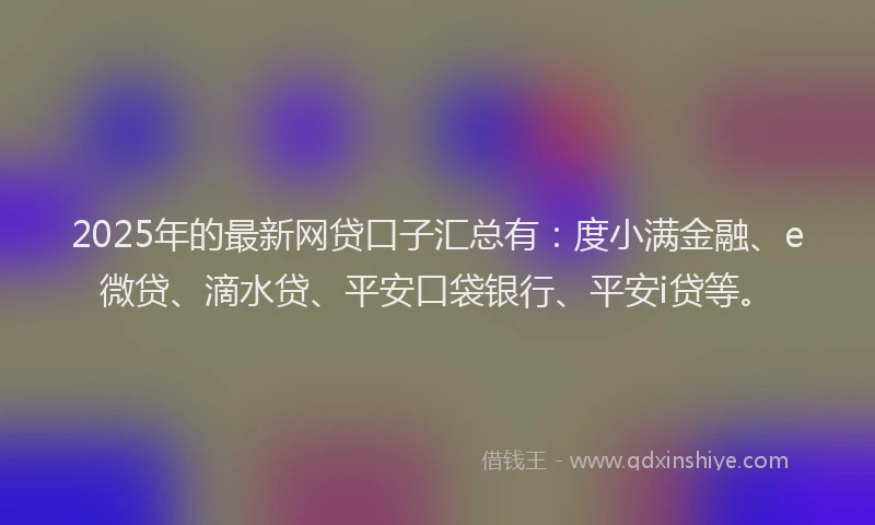 2025年的最新网贷口子汇总有：度小满金融、e微贷、滴水贷、平安口袋银行、平安i贷等。