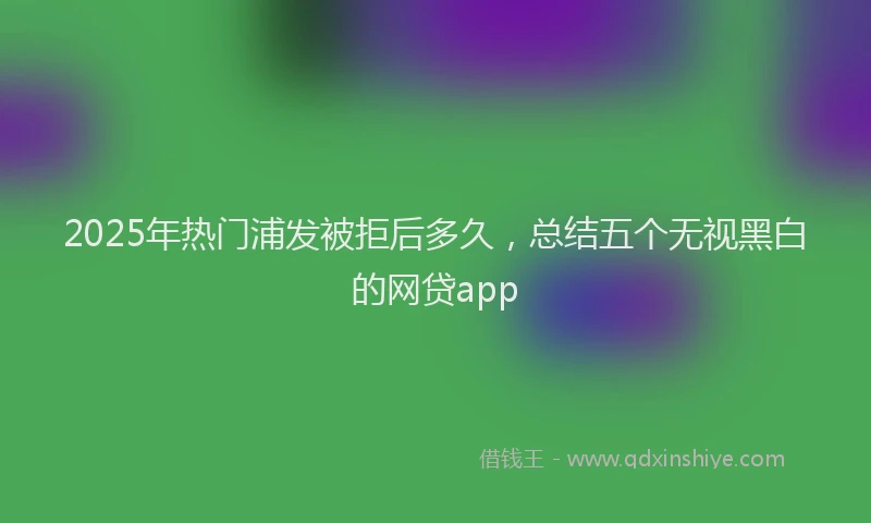 2025年热门浦发被拒后多久，总结五个无视黑白的网贷app