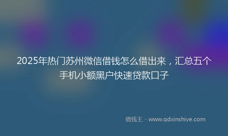 2025年热门苏州微信借钱怎么借出来，汇总五个手机小额黑户快速贷款口子