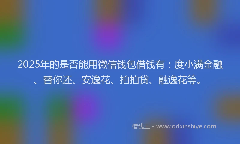 2025年的是否能用微信钱包借钱有：度小满金融、替你还、安逸花、拍拍贷、融逸花等。