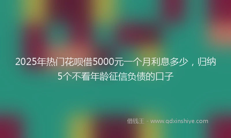 2025年热门花呗借5000元一个月利息多少，归纳5个不看年龄征信负债的口子