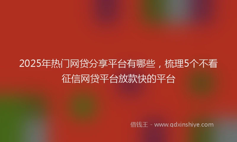 2025年热门网贷分享平台有哪些，梳理5个不看征信网贷平台放款快的平台