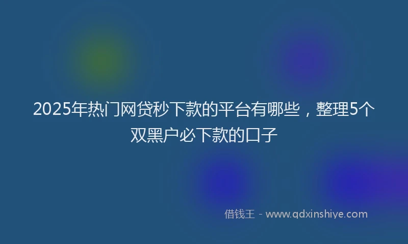 2025年热门网贷秒下款的平台有哪些，整理5个双黑户必下款的口子