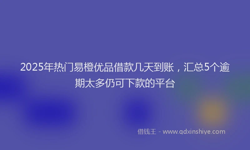 2025年热门易橙优品借款几天到账，汇总5个逾期太多仍可下款的平台