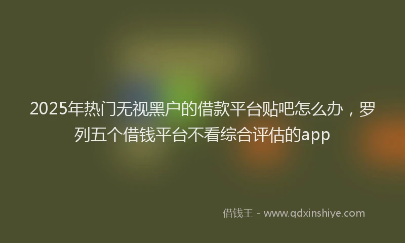 2025年热门无视黑户的借款平台贴吧怎么办，罗列五个借钱平台不看综合评估的app