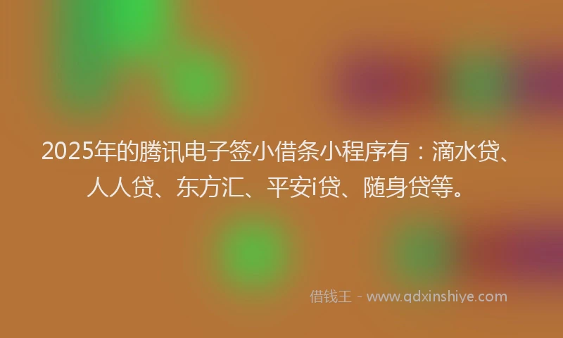 2025年的腾讯电子签小借条小程序有：滴水贷、人人贷、东方汇、平安i贷、随身贷等。