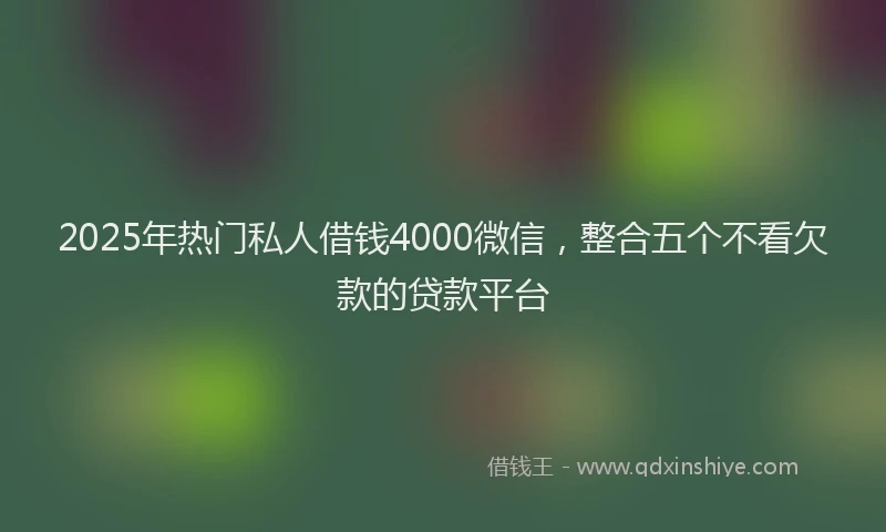2025年热门私人借钱4000微信，整合五个不看欠款的贷款平台