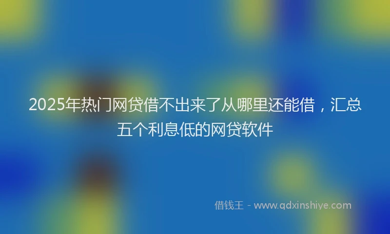 2025年热门网贷借不出来了从哪里还能借，汇总五个利息低的网贷软件