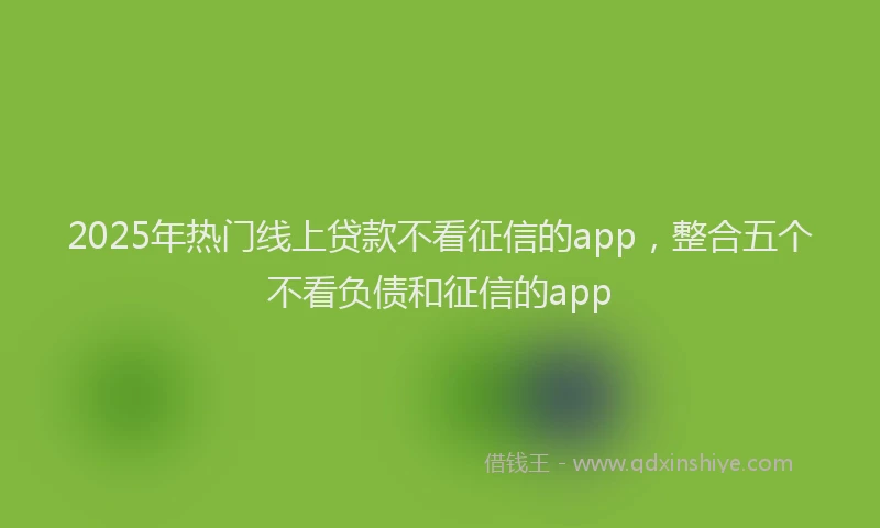 2025年热门线上贷款不看征信的app，整合五个不看负债和征信的app