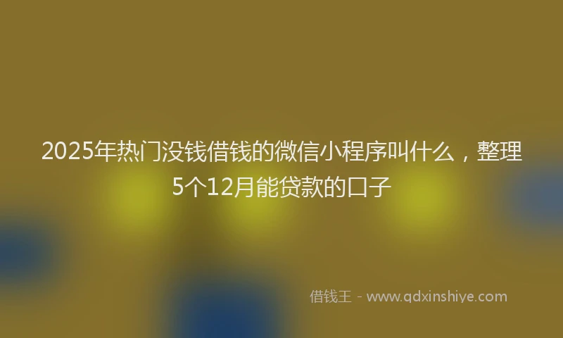 2025年热门没钱借钱的微信小程序叫什么，整理5个12月能贷款的口子