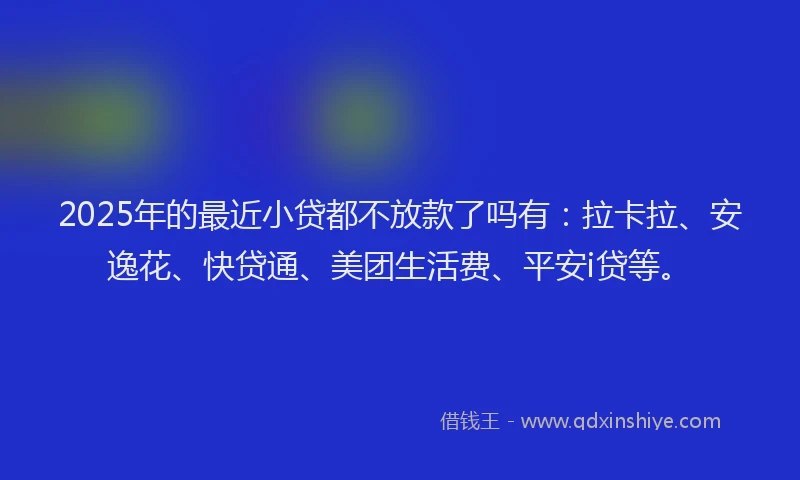 2025年的最近小贷都不放款了吗有：拉卡拉、安逸花、快贷通、美团生活费、平安i贷等。