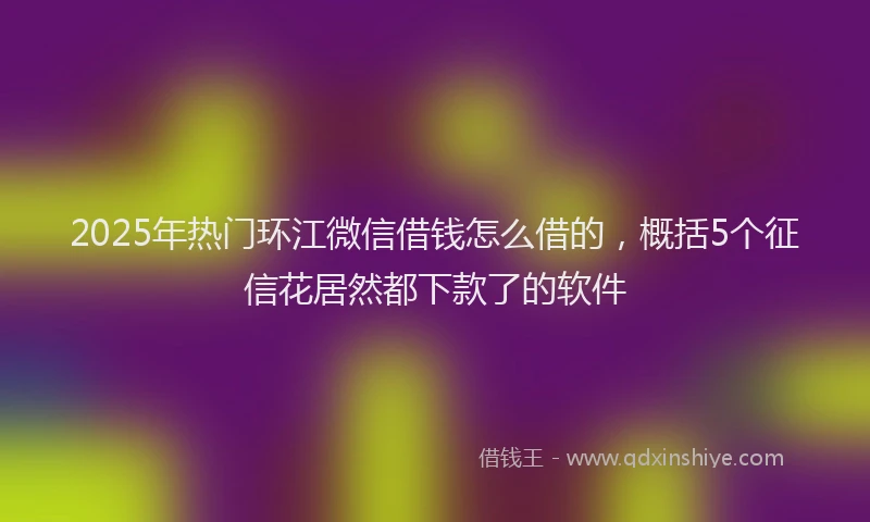 2025年热门环江微信借钱怎么借的，概括5个征信花居然都下款了的软件