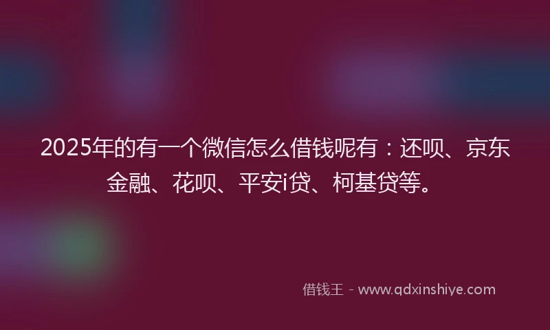 2025年的有一个微信怎么借钱呢有：还呗、京东金融、花呗、平安i贷、柯基贷等。