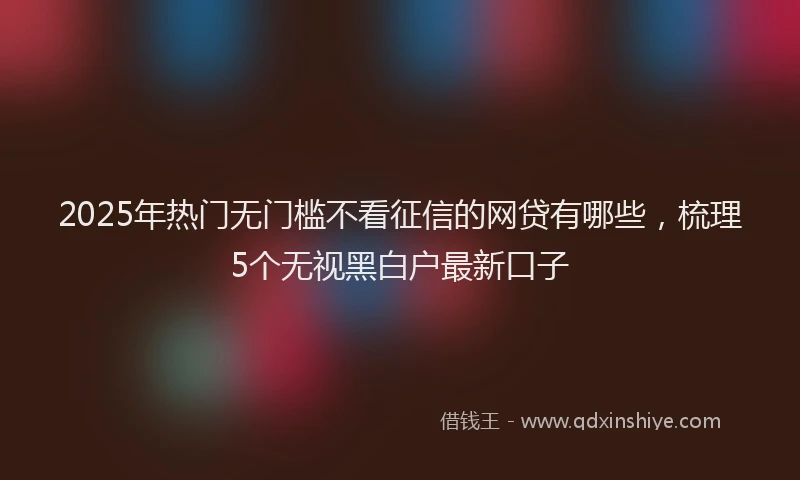 2025年热门无门槛不看征信的网贷有哪些，梳理5个无视黑白户最新口子