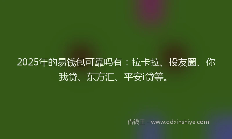 2025年的易钱包可靠吗有：拉卡拉、投友圈、你我贷、东方汇、平安i贷等。