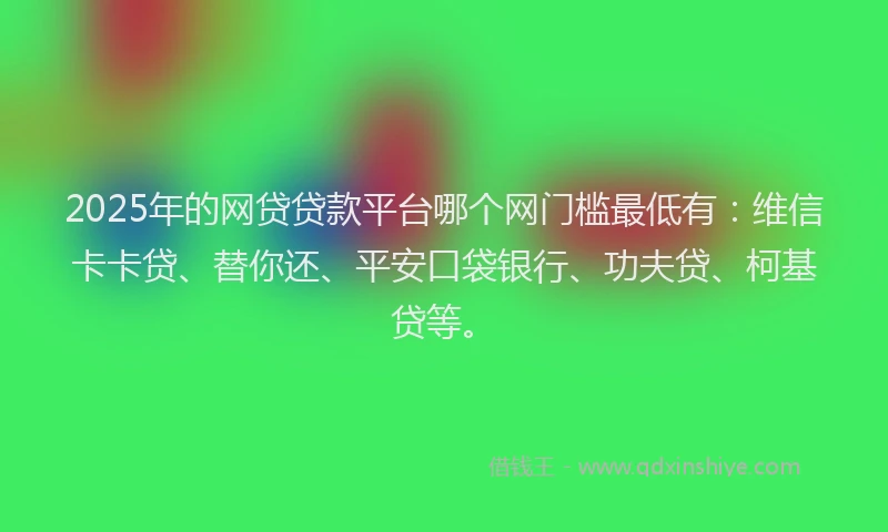 2025年的网贷贷款平台哪个网门槛最低有：维信卡卡贷、替你还、平安口袋银行、功夫贷、柯基贷等。