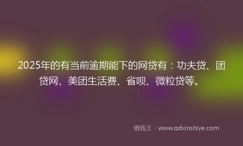 2025年的有当前逾期能下的网贷有：功夫贷、团贷网、美团生活费、省呗、微粒贷等。