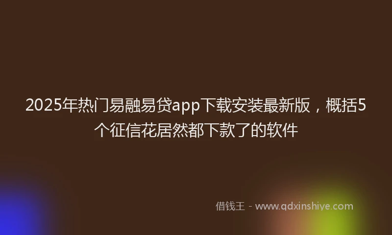 2025年热门易融易贷app下载安装最新版，概括5个征信花居然都下款了的软件