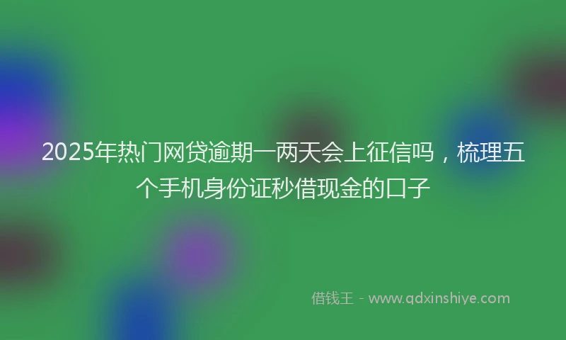 2025年热门网贷逾期一两天会上征信吗，梳理五个手机身份证秒借现金的口子