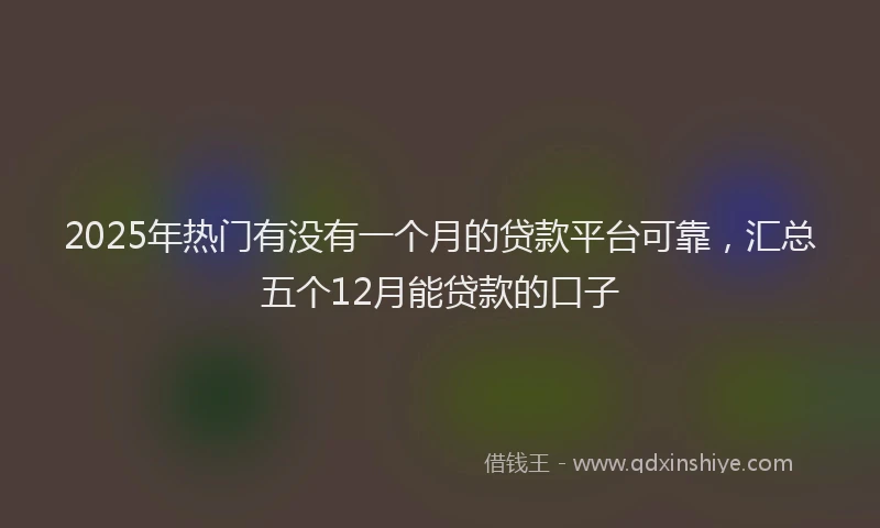 2025年热门有没有一个月的贷款平台可靠，汇总五个12月能贷款的口子