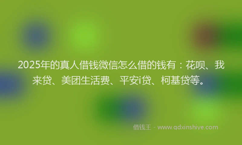 2025年的真人借钱微信怎么借的钱有：花呗、我来贷、美团生活费、平安i贷、柯基贷等。