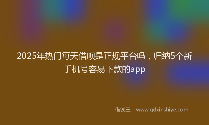 2025年热门每天借呗是正规平台吗，归纳5个新手机号容易下款的app