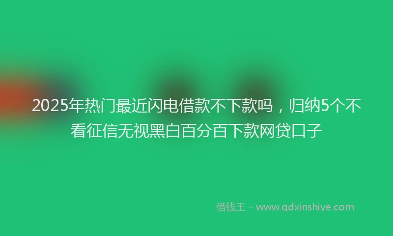 2025年热门最近闪电借款不下款吗，归纳5个不看征信无视黑白百分百下款网贷口子