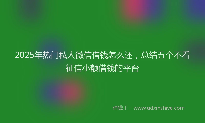 2025年热门私人微信借钱怎么还，总结五个不看征信小额借钱的平台