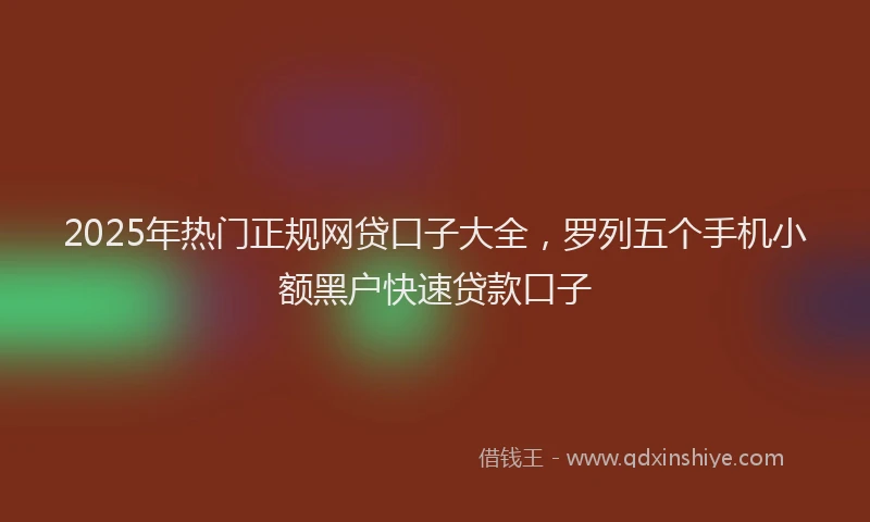 2025年热门正规网贷口子大全，罗列五个手机小额黑户快速贷款口子