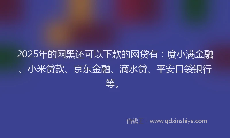 2025年的网黑还可以下款的网贷有：度小满金融、小米贷款、京东金融、滴水贷、平安口袋银行等。