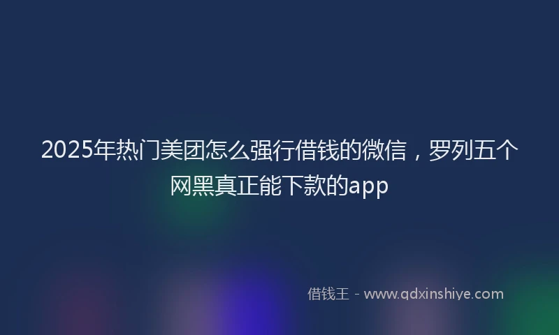 2025年热门美团怎么强行借钱的微信，罗列五个网黑真正能下款的app