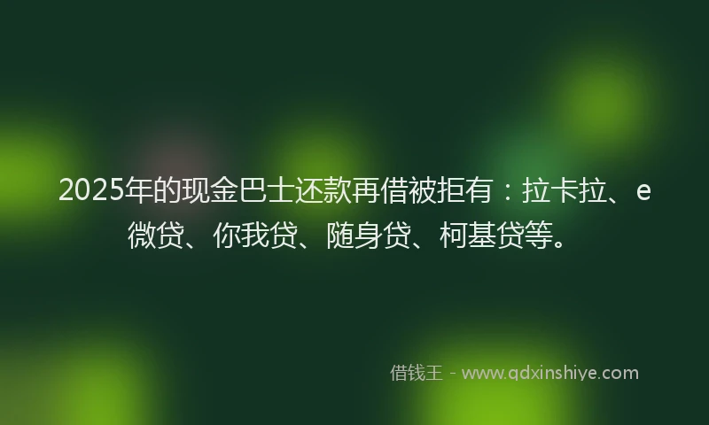 2025年的现金巴士还款再借被拒有：拉卡拉、e微贷、你我贷、随身贷、柯基贷等。