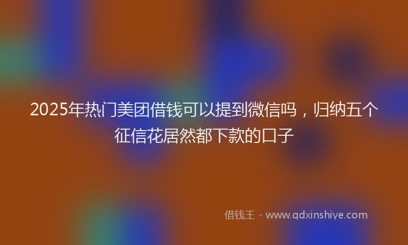 2025年热门美团借钱可以提到微信吗，归纳五个征信花居然都下款的口子