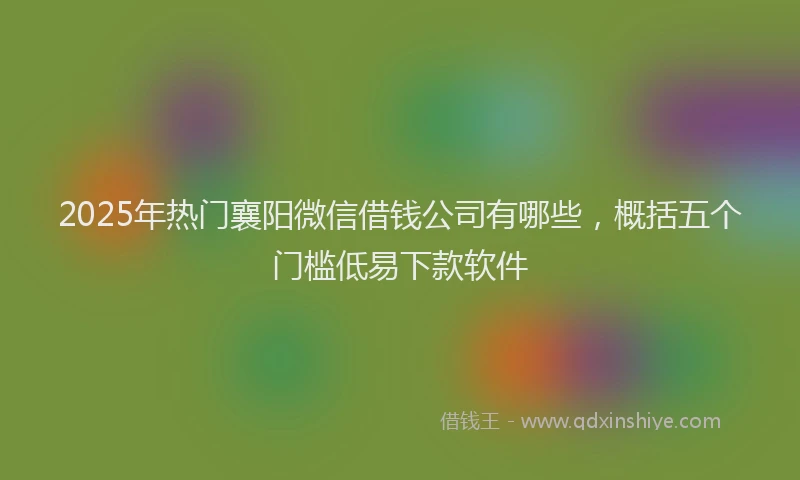 2025年热门襄阳微信借钱公司有哪些，概括五个门槛低易下款软件