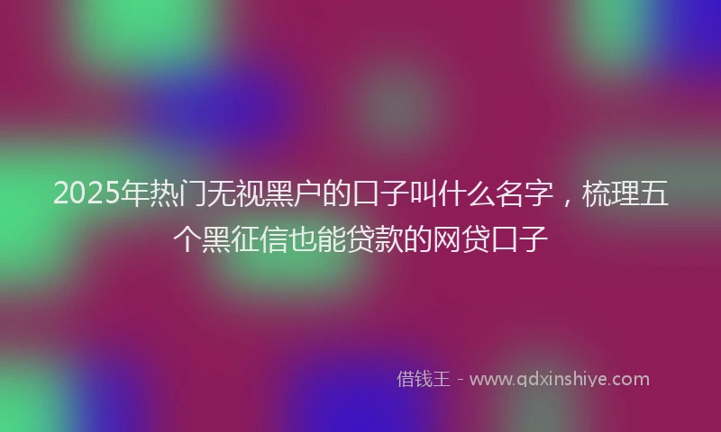 2025年热门无视黑户的口子叫什么名字，梳理五个黑征信也能贷款的网贷口子