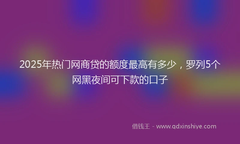 2025年热门网商贷的额度最高有多少，罗列5个网黑夜间可下款的口子