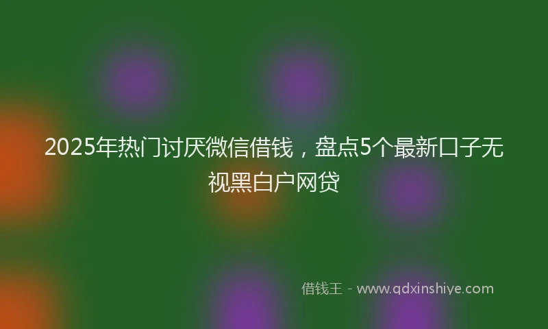 2025年热门讨厌微信借钱，盘点5个最新口子无视黑白户网贷