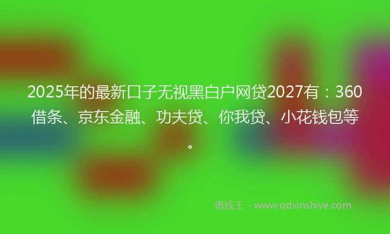 2025年的最新口子无视黑白户网贷2027有：360借条、京东金融、功夫贷、你我贷、小花钱包等。