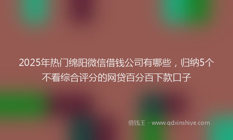 2025年热门绵阳微信借钱公司有哪些，归纳5个不看综合评分的网贷百分百下款口子