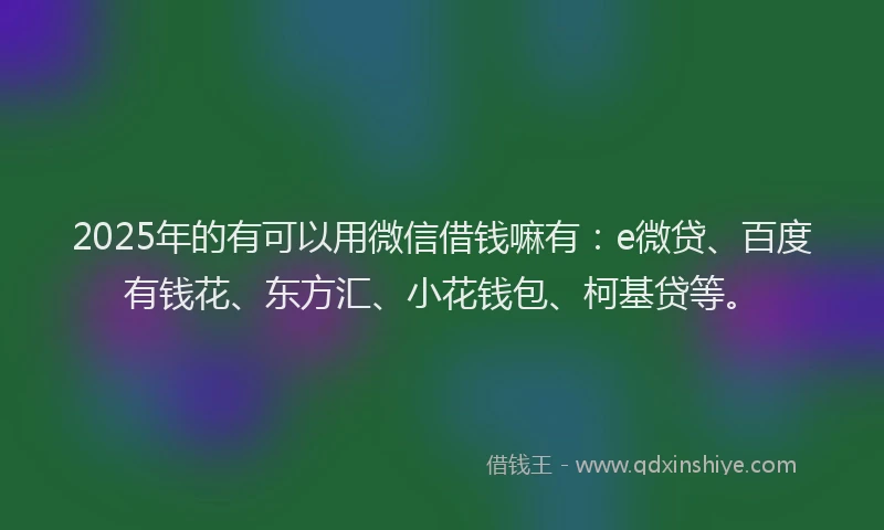 2025年的有可以用微信借钱嘛有：e微贷、百度有钱花、东方汇、小花钱包、柯基贷等。