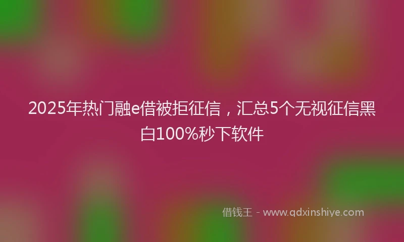 2025年热门融e借被拒征信，汇总5个无视征信黑白100%秒下软件