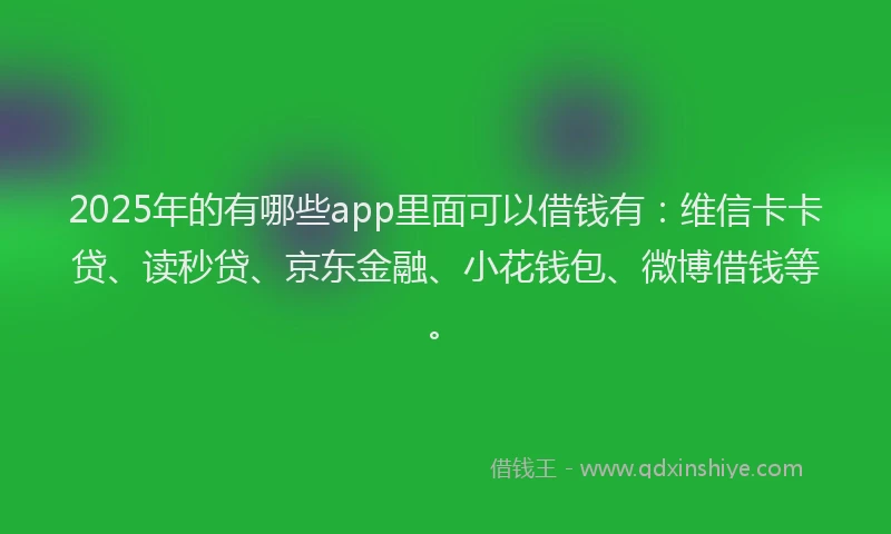 2025年的有哪些app里面可以借钱有:维信卡卡贷、读秒贷、京东金融、小花钱包、微博借钱等。
