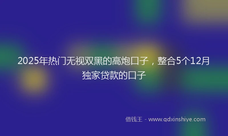 2025年热门无视双黑的高炮口子，整合5个12月独家贷款的口子