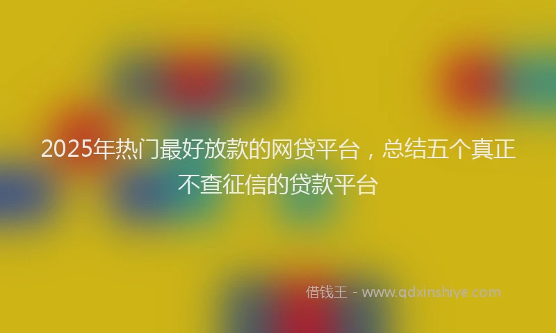 2025年热门最好放款的网贷平台，总结五个真正不查征信的贷款平台