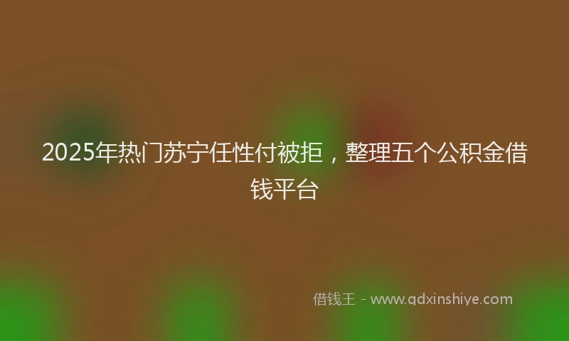 2025年热门苏宁任性付被拒，整理五个公积金借钱平台